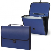 Папка-портфель пластиковая STAFF А4 (330х235х50 мм), 7 отделений, с окантовкой, индексные ярлыки, синий, 221205, 2шт.#S