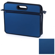 Сумка пластиковая BRAUBERG, А4+, 390х315х70 мм, на молнии, внешний карман, фактура бисер, синяя, 225167, 3шт.#S