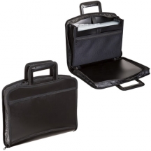 Папка-портфель пластиковая BRAUBERG А4+ (355х290х60 мм), выдвижные ручки, 9 отделений, 1 карман, черная, 225168#S