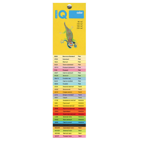Бумага цветная IQ color, А4, 160 г/м2, 250 л., тренд, лимонно-желтая, ZG34#S