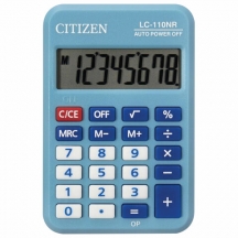 Калькулятор карманный CITIZEN LC-110NRBL, МАЛЫЙ (89х59 мм), 8 разрядов, двойное питание, СИНИЙ#S
