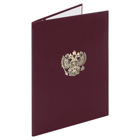 Папка адресная бумвинил с гербом России, формат А4, бордовая, индивидуальная упаковка, STAFF "Basic", 129576, 5шт.#S