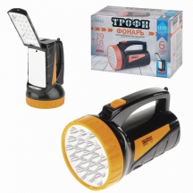 Фонарь-прожектор светодиодный ТРОФИ TSP19, 19 х LED + 18 x LED, 2 режима, аккумуляторный, заряд от 220 V#S