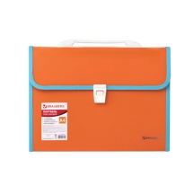 Папка-портфель пластиковая BRAUBERG "JOY", А4 (330х245х35 мм), 13 отделений, с окантовкой, оранжевая, 227975#S
