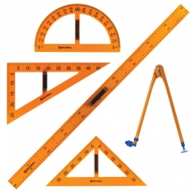 Набор чертежный для классной доски (2 треугольника, транспортир, циркуль, линейка 100 см), BRAUBERG, 210383#S