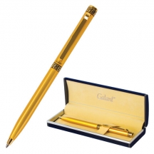 Ручка подарочная шариковая GALANT "Ingrid", тонкий корпус, золотистый, золотистые детали, пишущий узел 0,7 мм, синяя, 141008#S