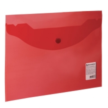 Папка-конверт с кнопкой МАЛОГО ФОРМАТА (240х190 мм), А5, прозрачная, красная, 0,18 мм, BRAUBERG, 224026, 50шт.#S