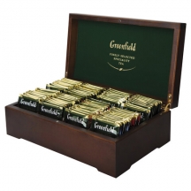 Чай GREENFIELD (Гринфилд), набор 96 пакетиков (8 вкусов по 12 пакетиков) в деревянной шкатулке, 177,6 г, 0463-10#S
