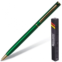 Ручка подарочная шариковая BRAUBERG "Slim Green", корпус зеленый, узел 1 мм, линия письма 0,7 мм, синяя, 141404, 3шт.#S