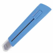 Нож канцелярский 18 мм BRAUBERG "Delta", автофиксатор, цвет корпуса голубой, блистер, 237087, 4шт.#S