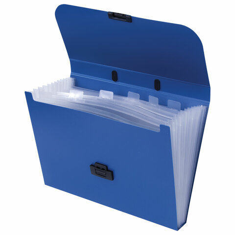 Портфель пластиковый STAFF А4 (330х235х36 мм), 7 отделений, индексные ярлыки, синий, 229242, 3шт.#S
