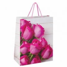 Пакет подарочный 26x12,7x32,4 см, ЗОЛОТАЯ СКАЗКА "Розовые розы", ламинированный, 606582, 12шт.#S