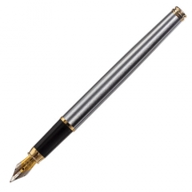 Ручка подарочная перьевая BRAUBERG "Brioso", СИНЯЯ, корпус серебристый с золотистыми деталями, 143464#S