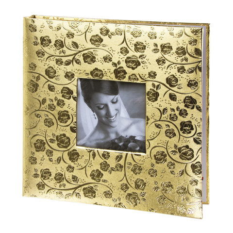 Фотоальбом BRAUBERG свадебный, 20 магнитных листов 30х32 см, под фактурную кожу, светло-золотистый, 391127#S