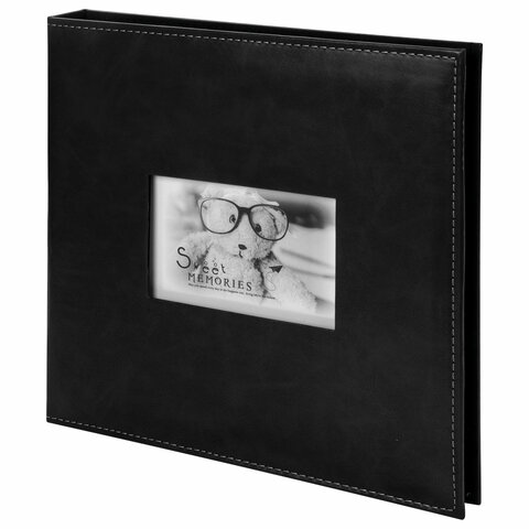 Фотоальбом BRAUBERG "Premium Black" 20 магнитных листов 30х32 см, под кожу, черный, 391186#S