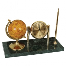 Часы на подставке из мрамора GALANT, с глобусом и шариковой ручкой, 231199#S
