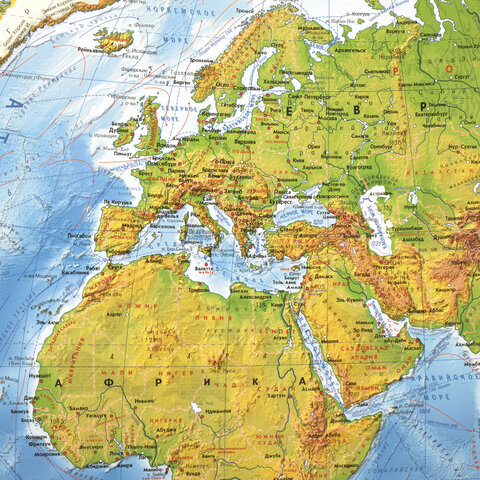 Карта мира физическая 101х66 см, 1:29М, с ламинацией, интерактивная, в тубусе, BRAUBERG, 112378, 3шт.#S