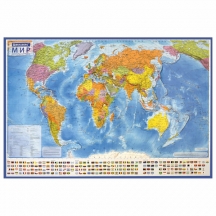 Карта мира политическая 117х80 см, 1:28М, с ламинацией, интерактивная, европодвес, BRAUBERG, 112384, 2шт.#S