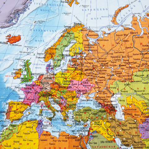Карта мира политическая 117х80 см, 1:28М, с ламинацией, интерактивная, европодвес, BRAUBERG, 112384, 2шт.#S