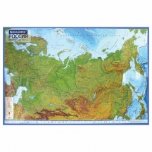 Карта России физическая 116х80 см, 1:7,5М, с ламинацией, интерактивная, европодвес, BRAUBERG, 112393, 2шт.#S