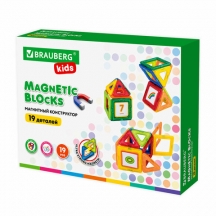 Магнитный конструктор MAGNETIC BLOCKS-19, 19 деталей, BRAUBERG KIDS, 663843#S