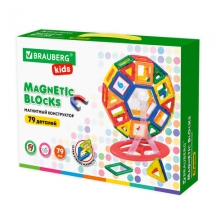 Магнитный конструктор MEGA MAGNETIC BLOCKS-79, с колесной базой и каруселью, BRAUBERG KIDS, 663848#S