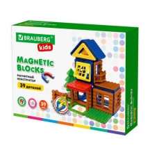 Магнитный конструктор MAGNETIC BUILD BLOCKS-39 "Построй дом", 39 деталей, BRAUBERG KIDS, 663849#S