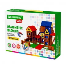 Магнитный конструктор MEGA MAGNETIC BUILD BLOCKS-129 "Построй дом", 129 деталей, BRAUBERG KIDS, 663850#S