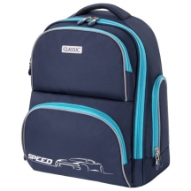 Рюкзак BRAUBERG CLASSIC, легкий каркас, премиум материал, Speed, синий, 37х32х21 см, 270088#S