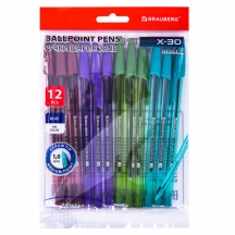 ����� ��������� BRAUBERG X-30 COLOR MIX, �������� 12 ��., �����, ������� ���� 1 ��, ����� ������ 0,5 ��, 144336, 12��.#S