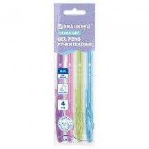 ����� ������� "BRAUBERG ULTRA GEL PASTEL", ����� 4 �����, �����, ����������� ���������� 0,5 ��, ����� ������ 0,35 ��, 144282, 12��.#S
